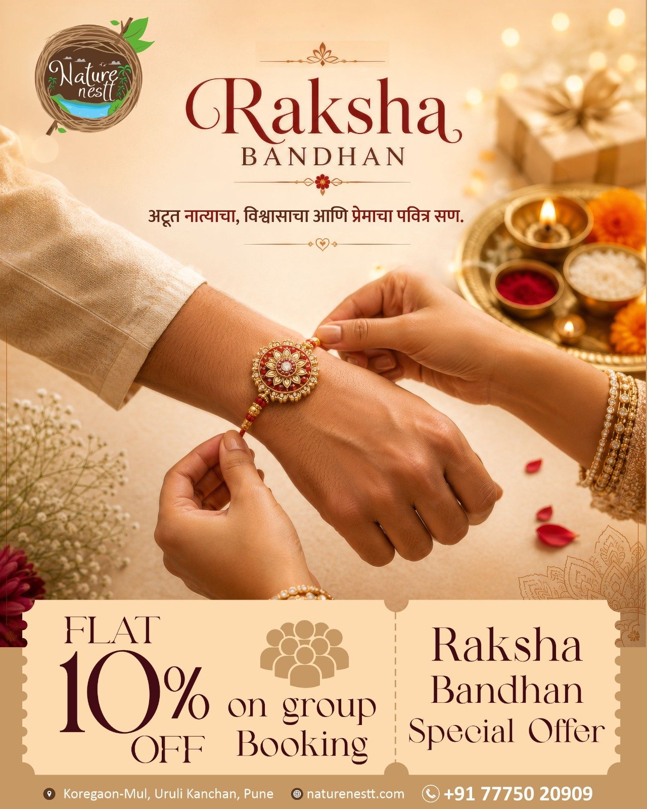 Raksha Bandhan celebration discount offer at NatureNestt Agro Tourism near Pune