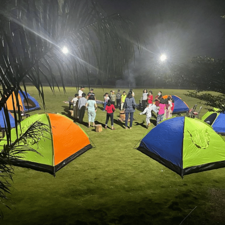 night stay with family and friends in tent at naturenestt resort pune